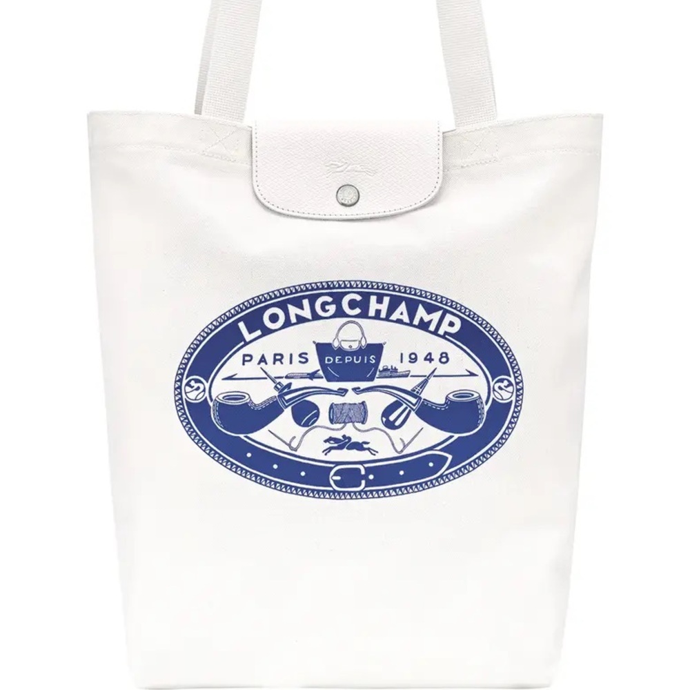Longchamp White and Blue Tote Bag - Picture 2 of 4
